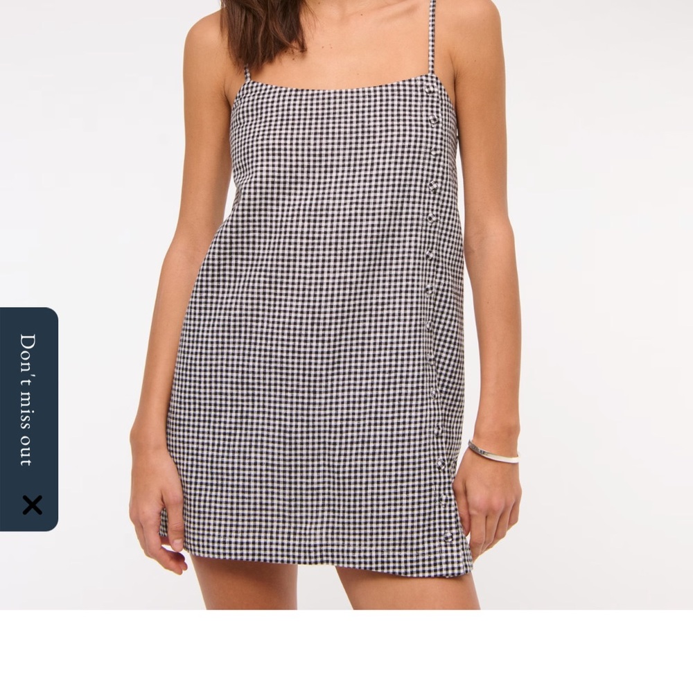 Abercrombie & Fitch Black Gingham Dress M PETITE